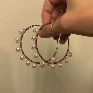 gold pearl hoops